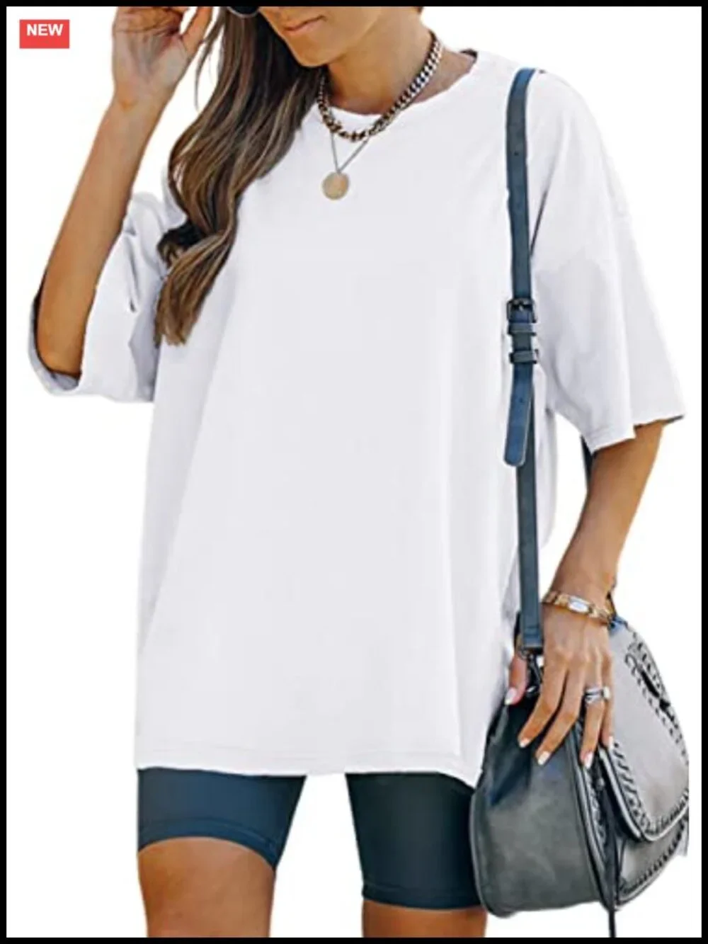 Womens Oversized Cotton Blend Graphic T-Shirt Loose Fit Casual Crewneck Short